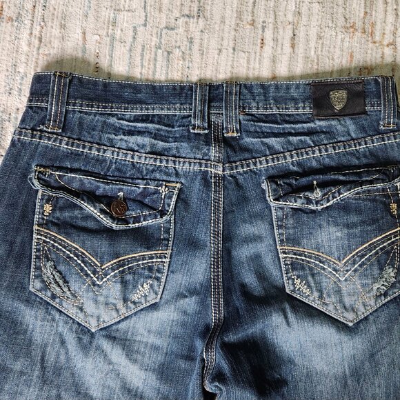 Basic Code Blue Denim Jeans, Distressed, Size 36W 32L - Picture 5 of 7